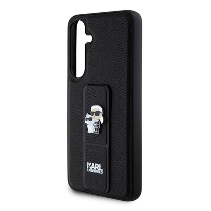 Custodia MagSafe per Samsung Galaxy S24+ S926, Karl Lagerfeld, Saffiano Gripstand Karl & Choupette, Nera