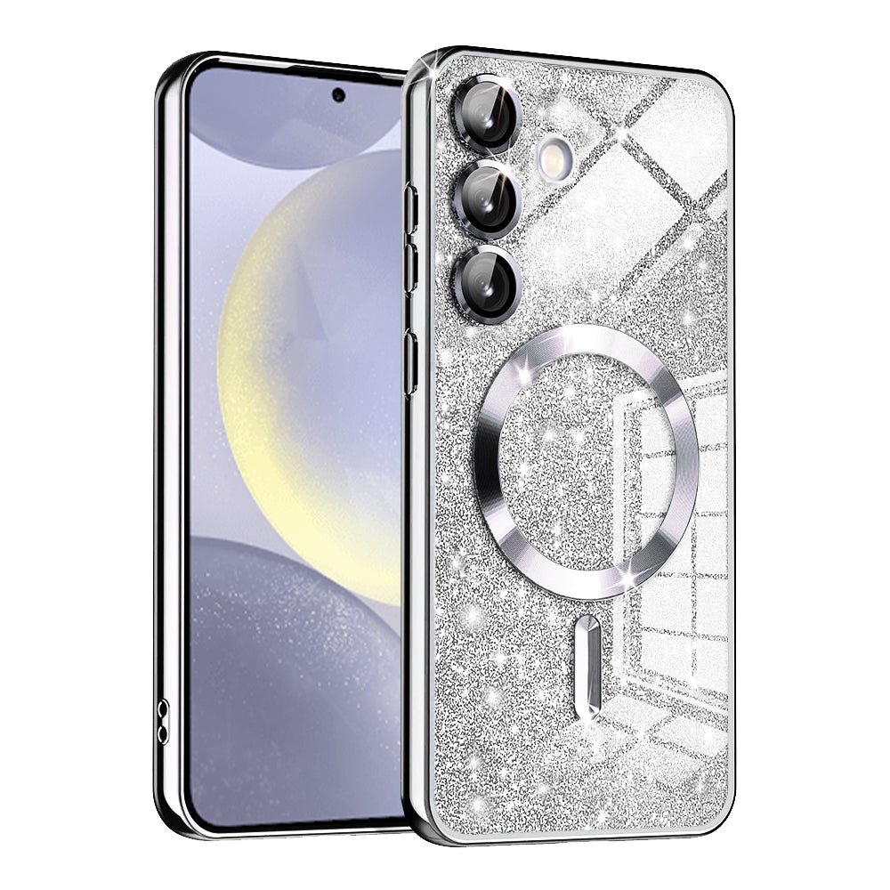 MagSafe Case for Samsung Galaxy S24+ S926, Techsuit, Luxury Glitter, Silver