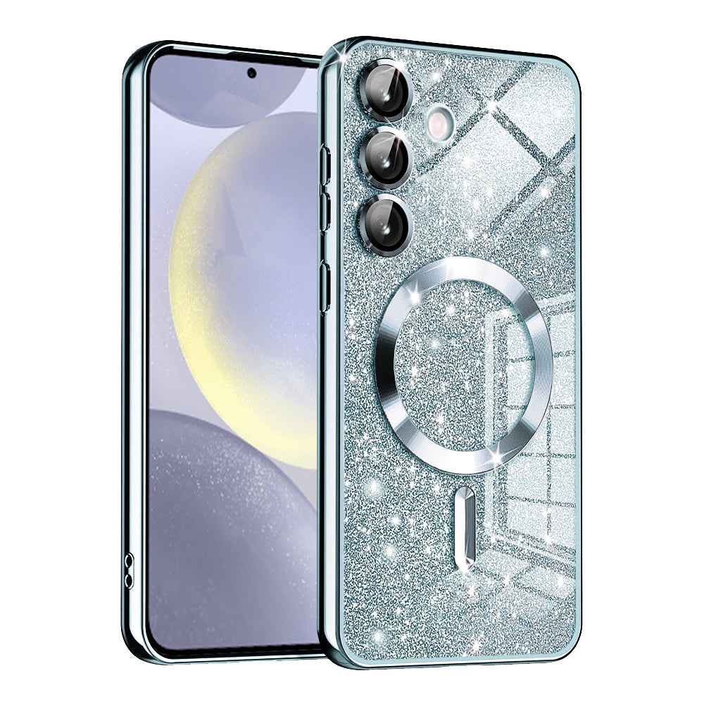 Custodia MagSafe per Samsung Galaxy S24+ S926, Techsuit, Luxury Glitter, Blu