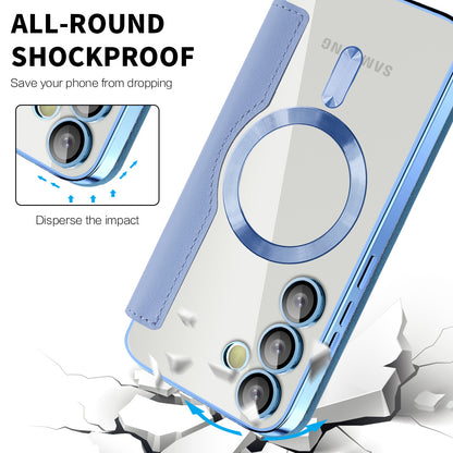 Custodia MagSafe per Samsung Galaxy S24+ S926, Techsuit, SmartMag Book, Blu