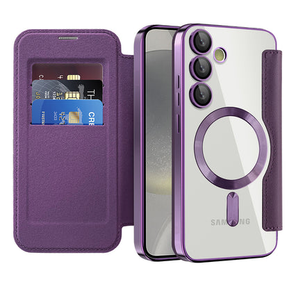 Custodia MagSafe per Samsung Galaxy S24+ S926, Techsuit, SmartMag Book, Viola