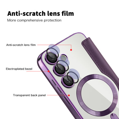 Custodia MagSafe per Samsung Galaxy S24+ S926, Techsuit, SmartMag Book, Viola