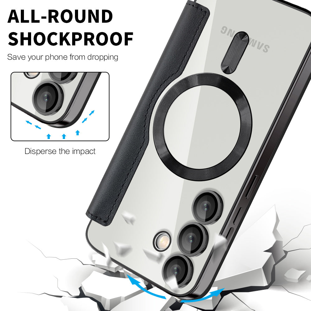 Custodia MagSafe per Samsung Galaxy S24+ S926, Techsuit, SmartMag Book, Nera