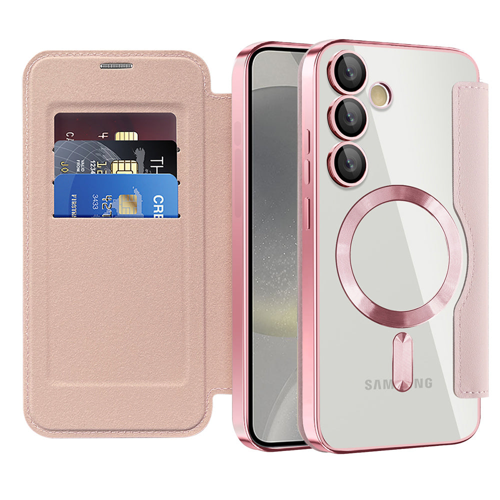 Custodia MagSafe per Samsung Galaxy S24+ S926, Techsuit, SmartMag Book, Rosa