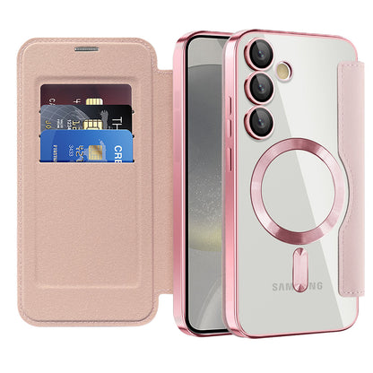 Custodia MagSafe per Samsung Galaxy S24+ S926, Techsuit, SmartMag Book, Rosa