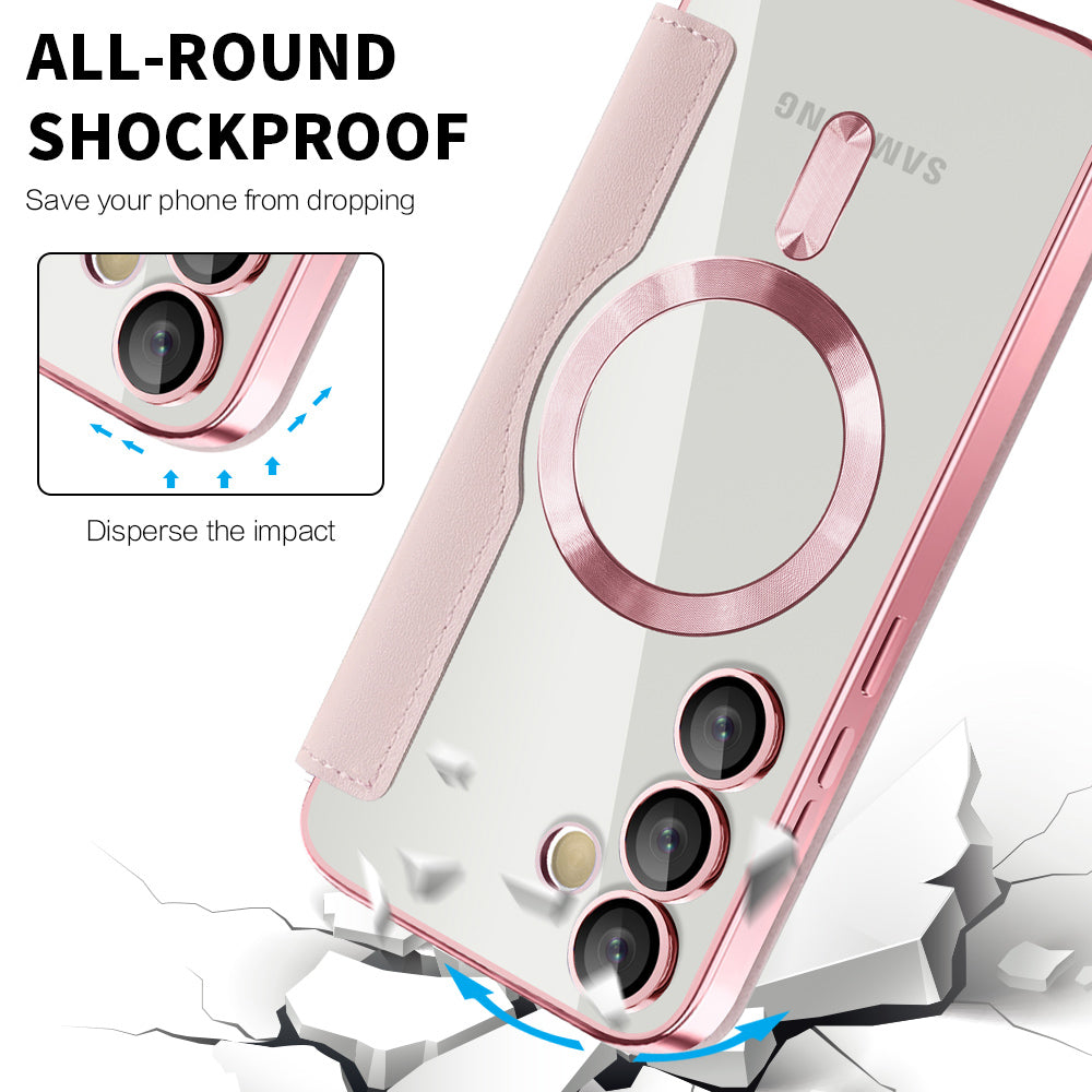 Custodia MagSafe per Samsung Galaxy S24+ S926, Techsuit, SmartMag Book, Rosa