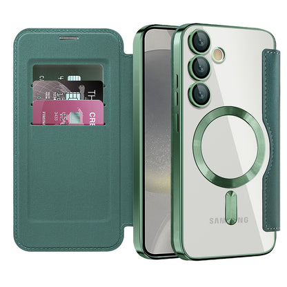 Custodia MagSafe per Samsung Galaxy S24+ S926, Techsuit, SmartMag Book, Verde