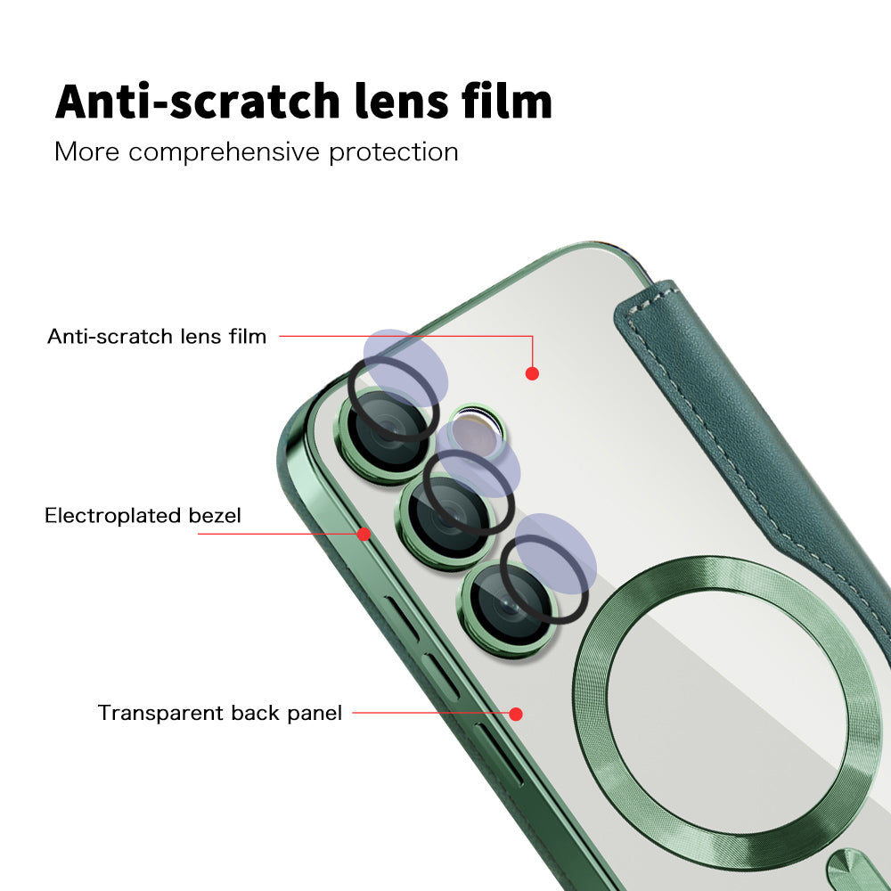 Custodia MagSafe per Samsung Galaxy S24+ S926, Techsuit, SmartMag Book, Verde