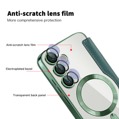 Custodia MagSafe per Samsung Galaxy S24+ S926, Techsuit, SmartMag Book, Verde