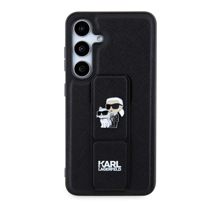 Custodia MagSafe per Samsung Galaxy S24 S921, Karl Lagerfeld, Saffiano Gripstand Karl & Choupette, Nera