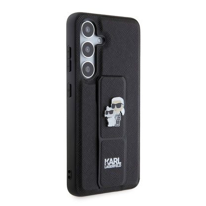 Custodia MagSafe per Samsung Galaxy S24 S921, Karl Lagerfeld, Saffiano Gripstand Karl & Choupette, Nera