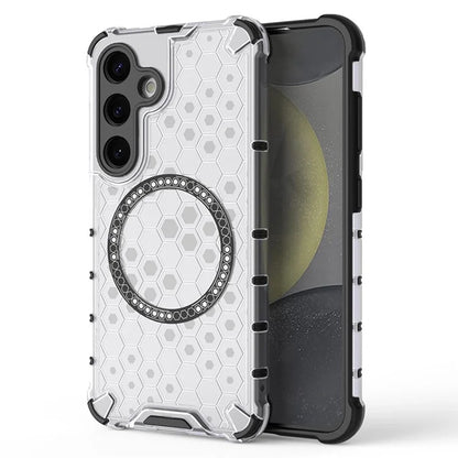 Custodia MagSafe per Samsung Galaxy S24 S921, Techsuit, HoneyComb Shield, Bianca