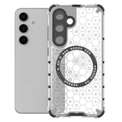 Custodia MagSafe per Samsung Galaxy S24 S921, Techsuit, HoneyComb Shield, Bianca