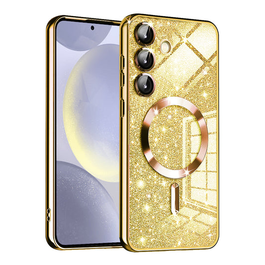 Custodia MagSafe per Samsung Galaxy S24 S921, Techsuit, Luxury Glitter, Dorata