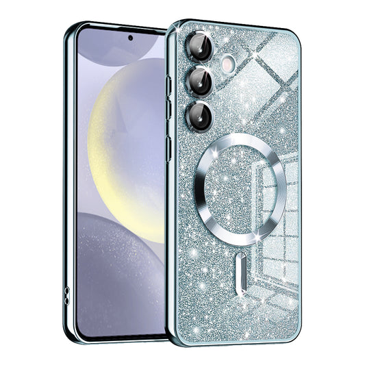 Custodia MagSafe per Samsung Galaxy S24 S921, Techsuit, Luxury Glitter, Blu