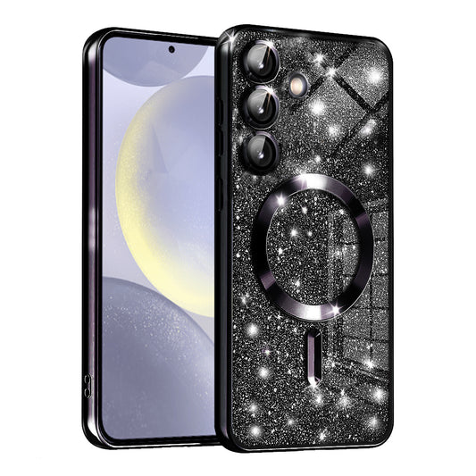 Custodia MagSafe per Samsung Galaxy S24 S921, Techsuit, Luxury Glitter, Nera