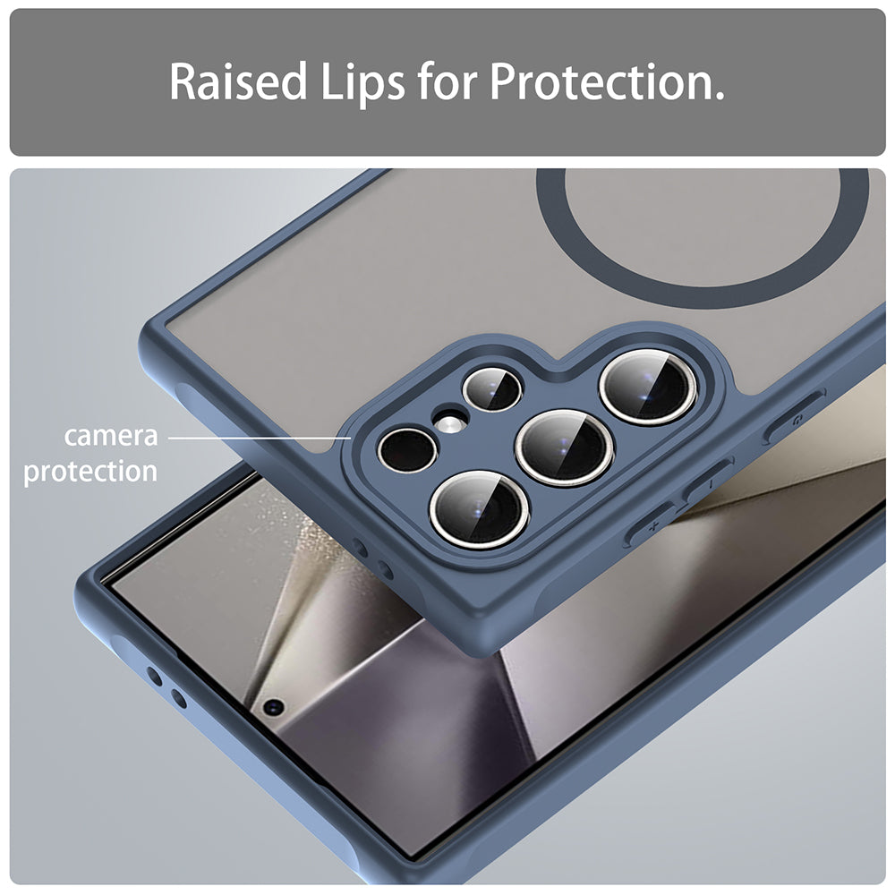 Custodia MagSafe per Samsung Galaxy S24 Ultra S928, Techsuit, HaloFrost II, Blu Navy