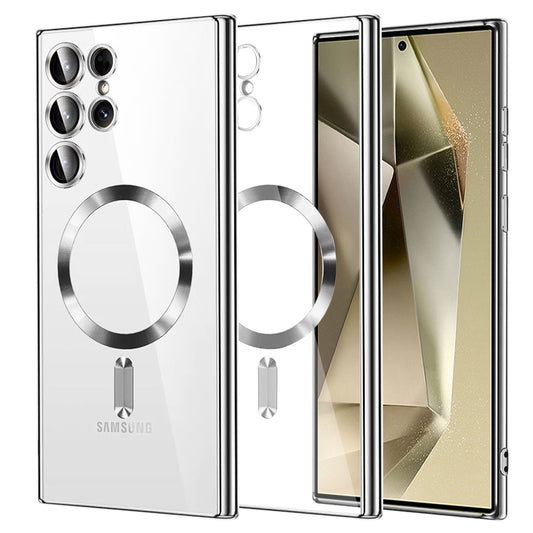 Custodia MagSafe per Samsung Galaxy S24 Ultra S928, Techsuit, Luxury Crystal, Argento
