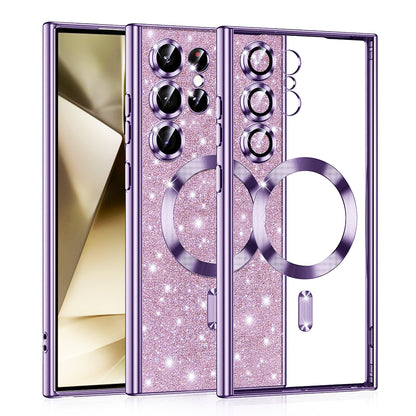 Custodia MagSafe per Samsung Galaxy S24 Ultra S928, Techsuit, Luxury Glitter, Viola Chiaro