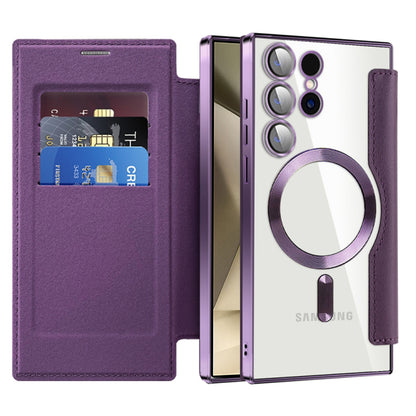 Custodia MagSafe per Samsung Galaxy S24 Ultra S928, Techsuit, SmartMag Book, Viola
