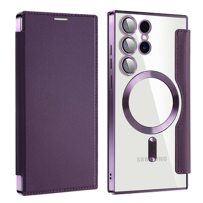 Custodia MagSafe per Samsung Galaxy S24 Ultra S928, Techsuit, SmartMag Book, Viola