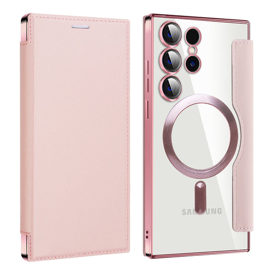 Custodia MagSafe per Samsung Galaxy S24 Ultra S928, Techsuit, SmartMag Book, Rosa
