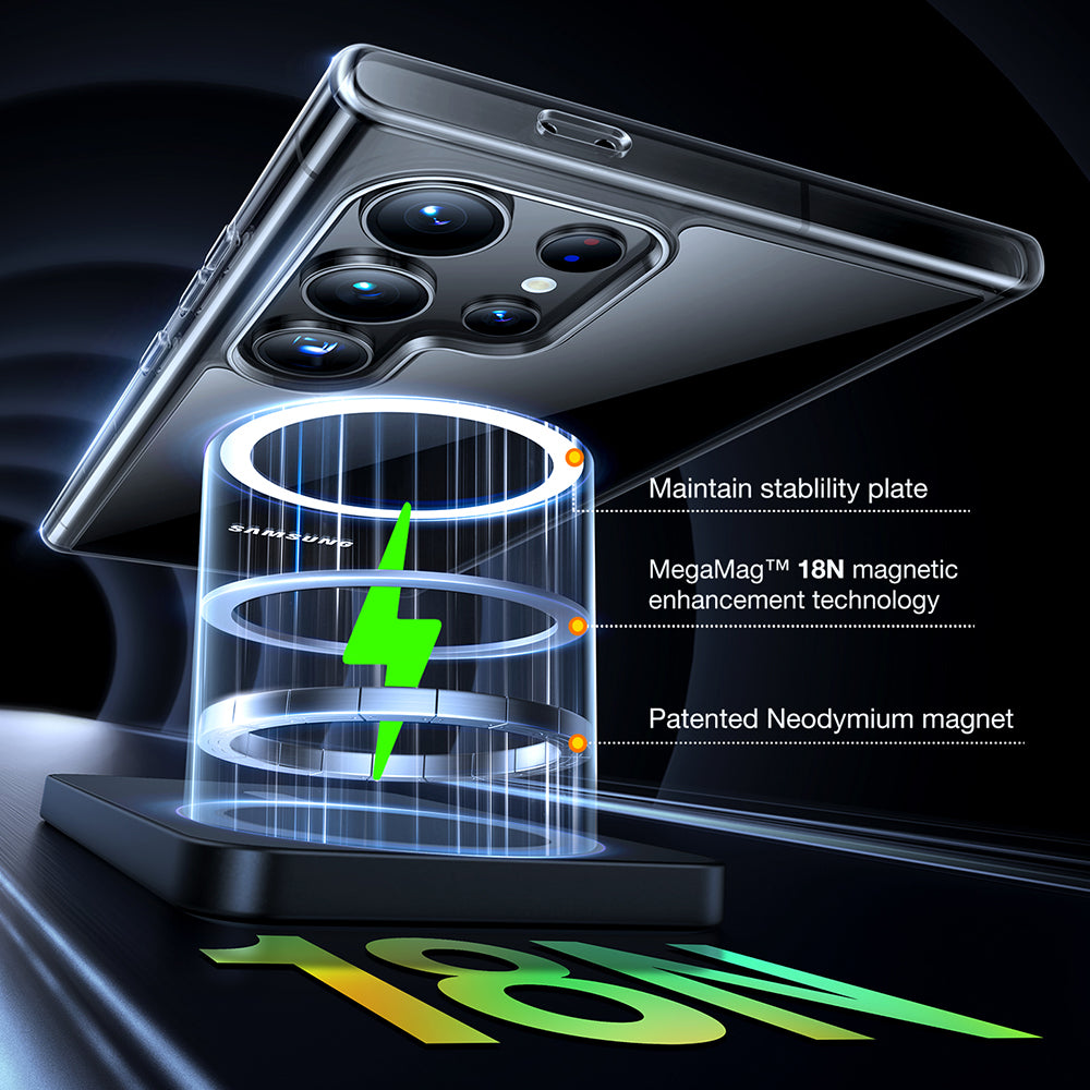 Custodia MagSafe per Samsung Galaxy S24 Ultra S928, Torras, Diamond, Trasparente