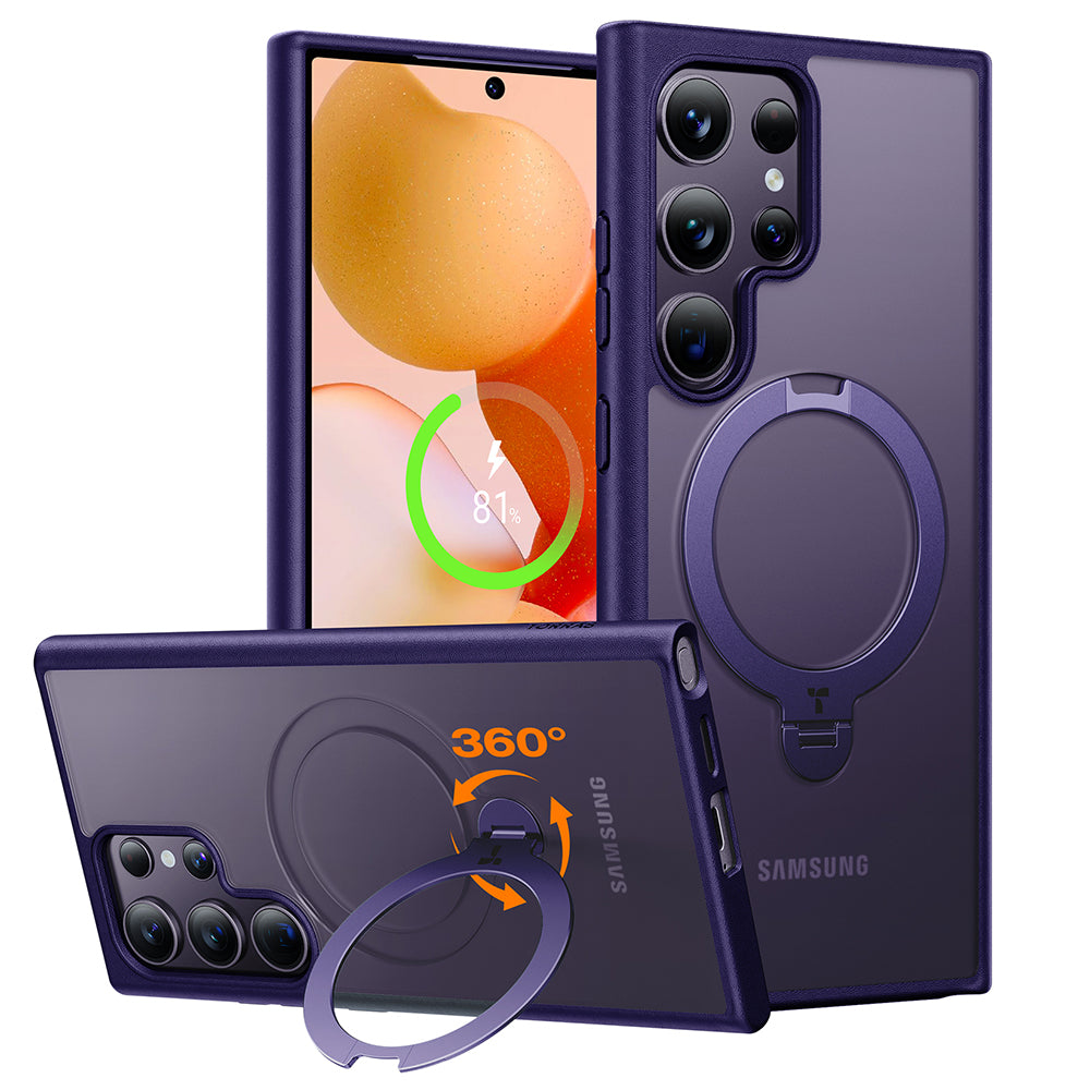Custodia MagSafe per Samsung Galaxy S24 Ultra S928, Torras, Ostand Spin, Viola