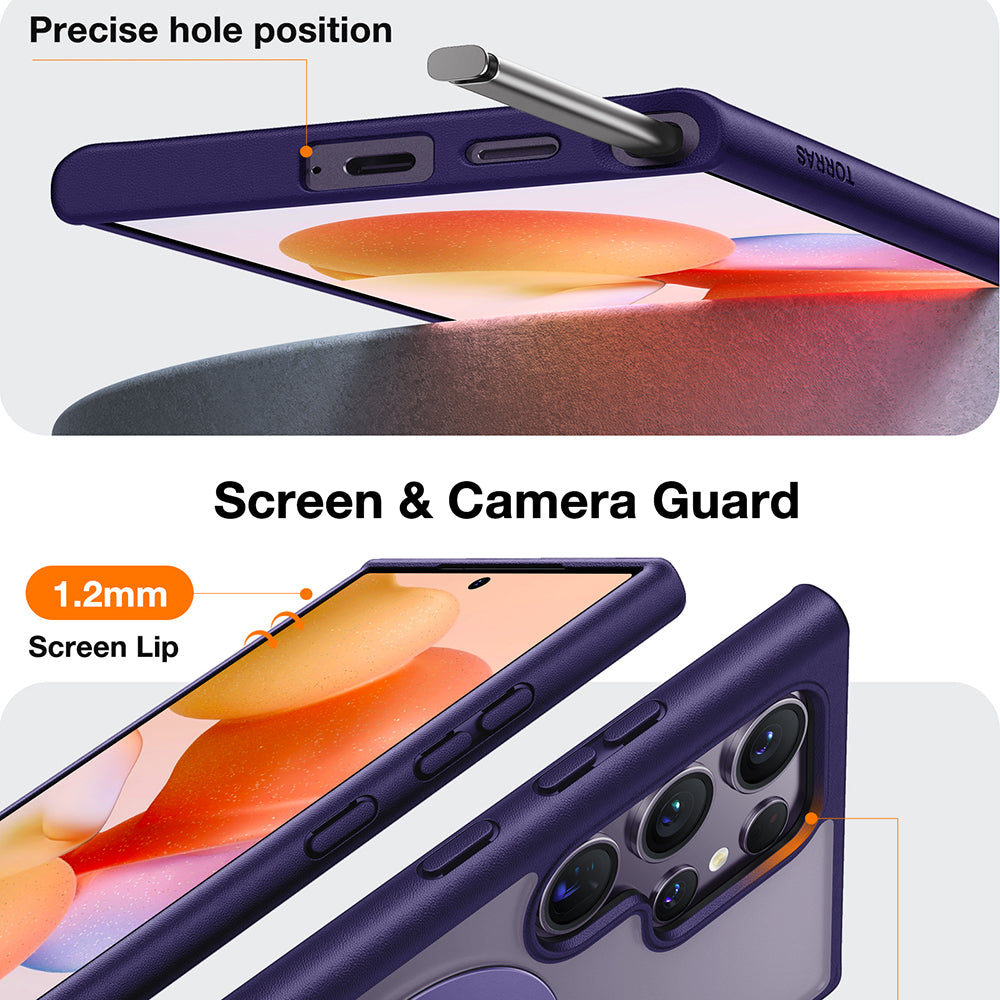 Custodia MagSafe per Samsung Galaxy S24 Ultra S928, Torras, Ostand Spin, Viola