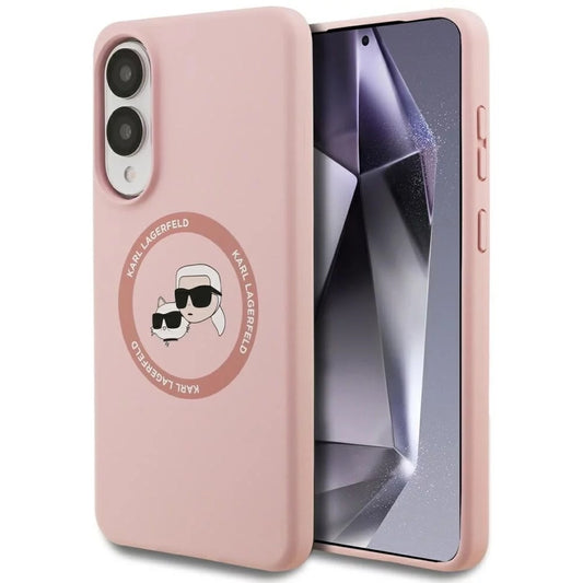 Custodia MagSafe per Samsung Galaxy S25 Edge S937, Karl Lagerfeld, Silicone Double Heads, Rosa