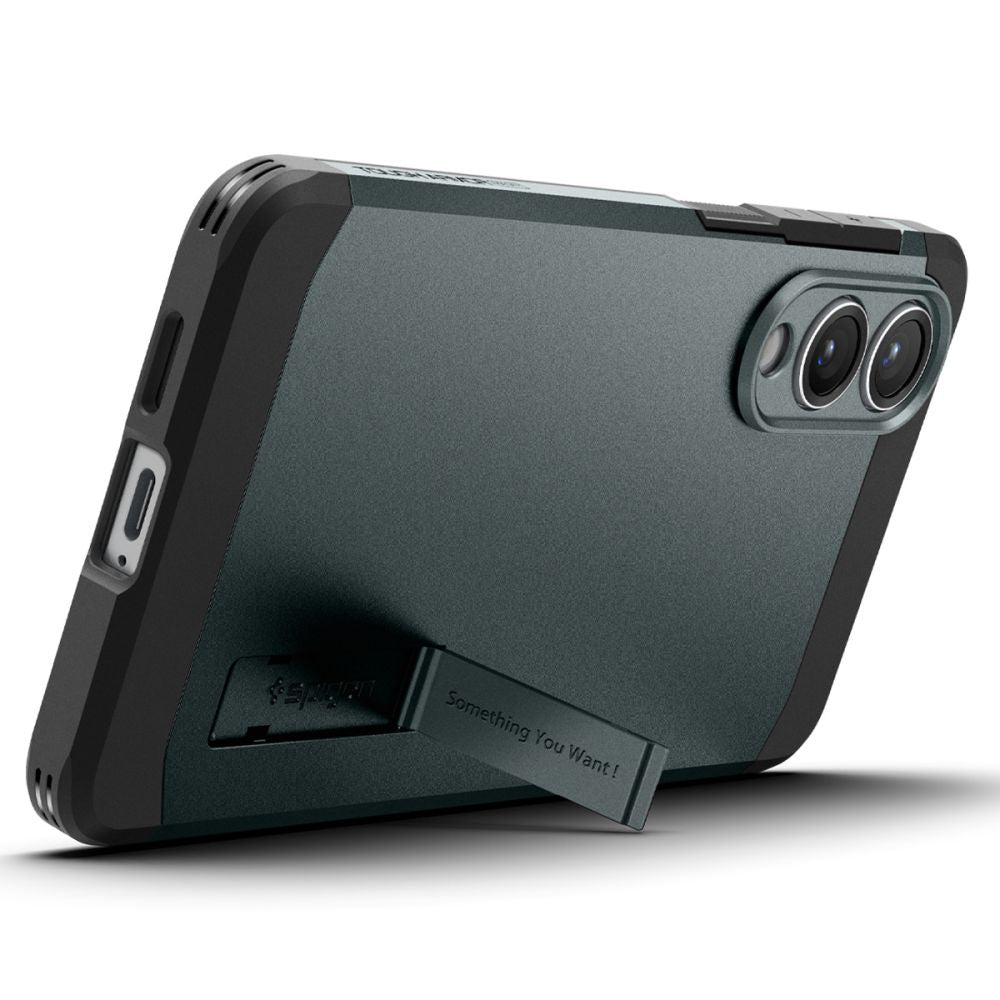 Custodia MagSafe per Samsung Galaxy S25 Edge S937, Spigen, Tough Armor, Verde ACS09424