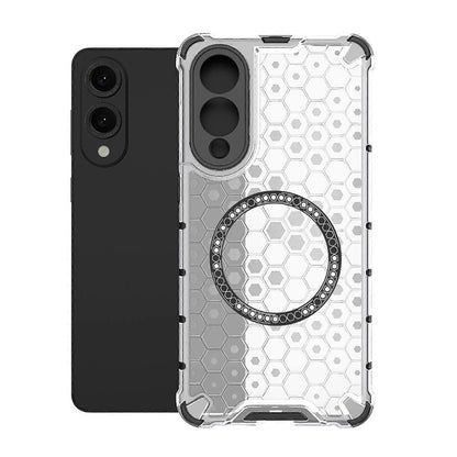 Custodia MagSafe per Samsung Galaxy S25 Edge S937, Techsuit, HoneyComb Shield, Bianca