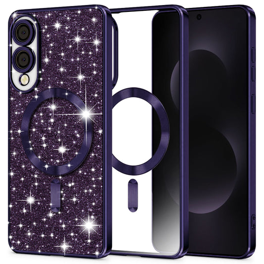 MagSafe Case for Samsung Galaxy S25 Edge S937, Techsuit, Luxury Glitter, Dark Purple