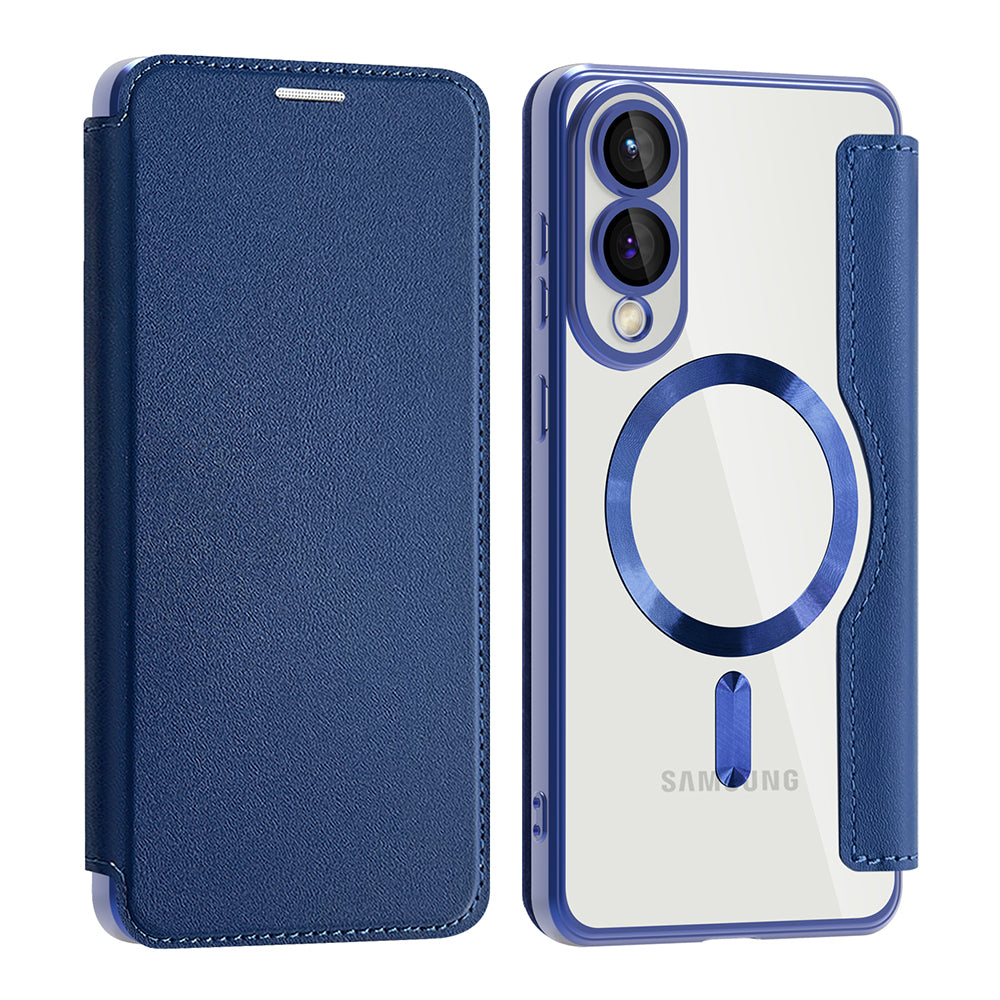 Custodia MagSafe per Samsung Galaxy S25 Edge S937, Techsuit, SmartMag Book, Blu