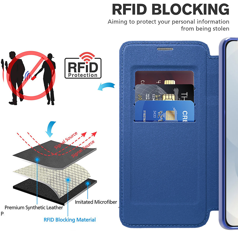 Custodia MagSafe per Samsung Galaxy S25 Edge S937, Techsuit, SmartMag Book, Blu