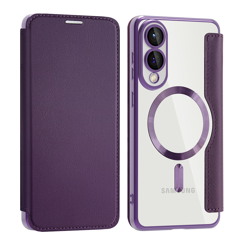 Custodia MagSafe per Samsung Galaxy S25 Edge S937, Techsuit, SmartMag Book, Viola