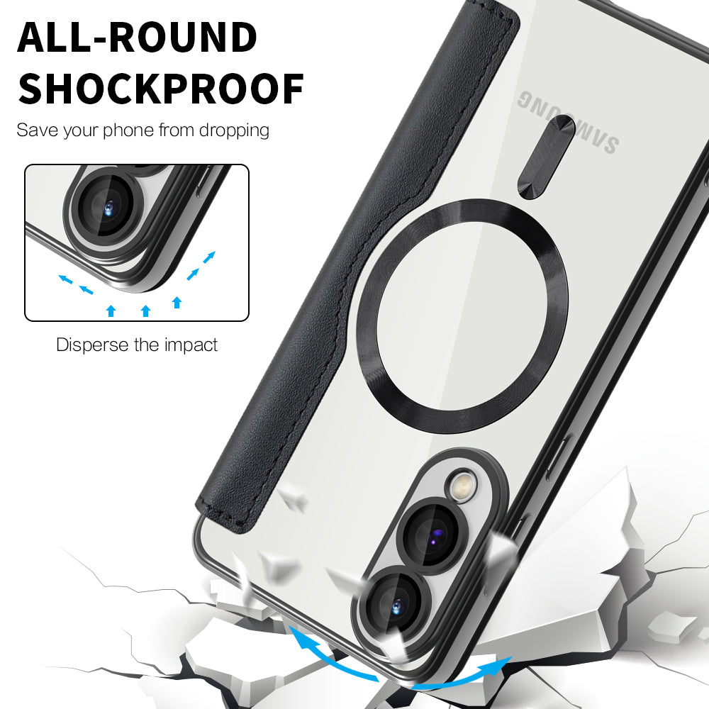 Custodia MagSafe per Samsung Galaxy S25 Edge S937, Techsuit, SmartMag Book, Nera