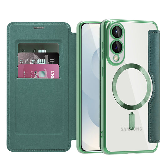 Custodia MagSafe per Samsung Galaxy S25 Edge S937, Techsuit, SmartMag Book, Verde