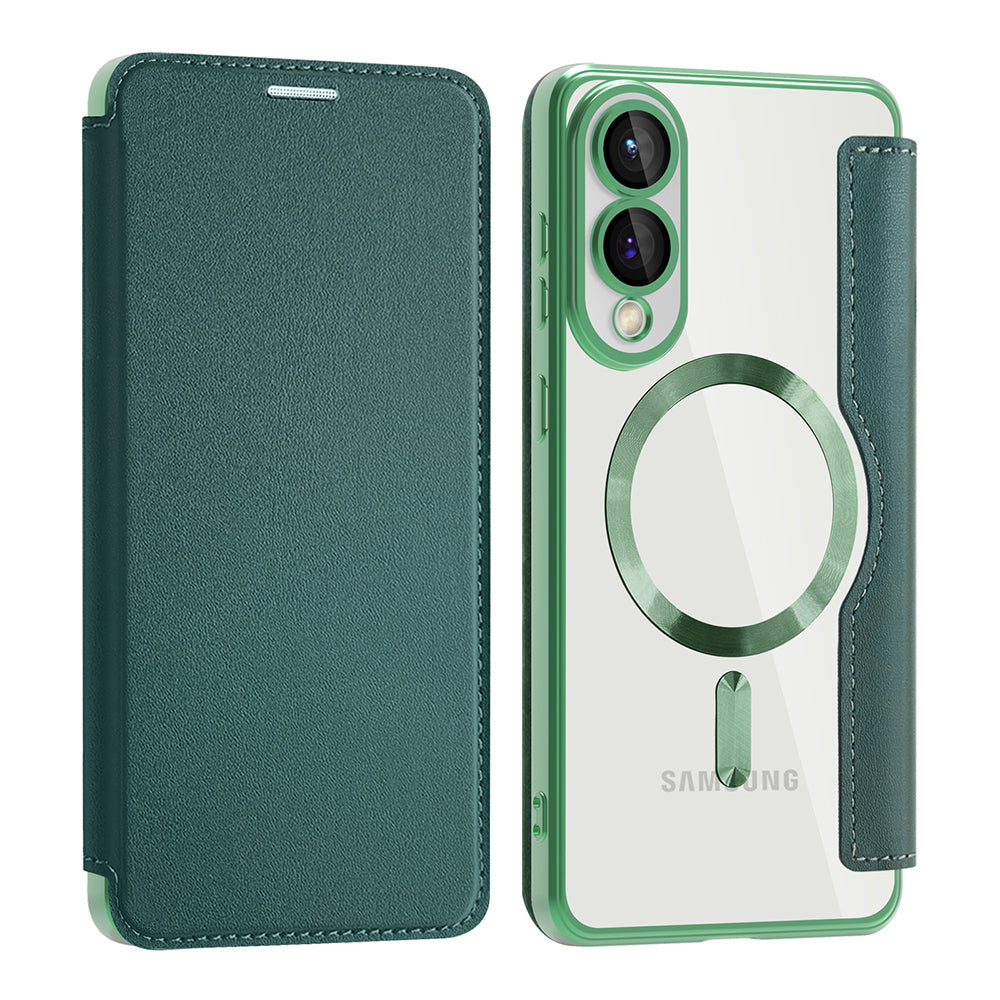 MagSafe Case for Samsung Galaxy S25 Edge S937, Techsuit, SmartMag Book, Green