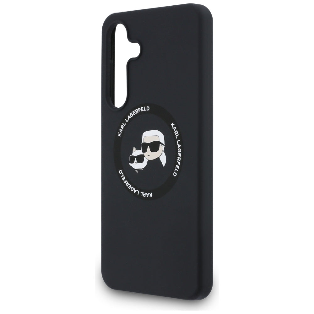 Custodia MagSafe per Samsung Galaxy S25 FE, Karl Lagerfeld, Silicone Karl & Choupette's Heads, Nera