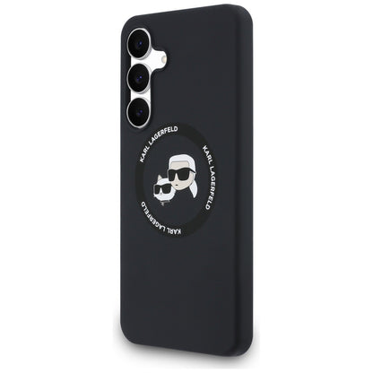 Custodia MagSafe per Samsung Galaxy S25 FE, Karl Lagerfeld, Silicone Karl & Choupette's Heads, Nera