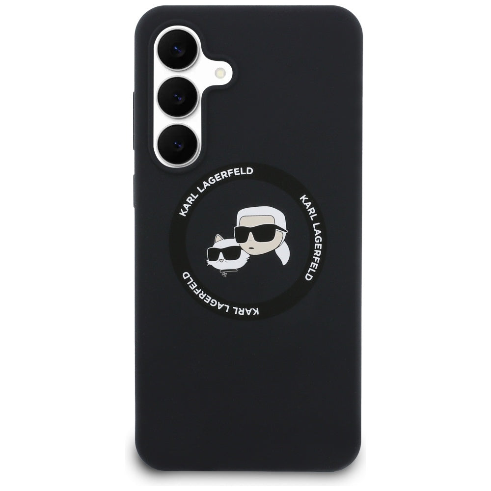 Custodia MagSafe per Samsung Galaxy S25 FE, Karl Lagerfeld, Silicone Karl & Choupette's Heads, Nera