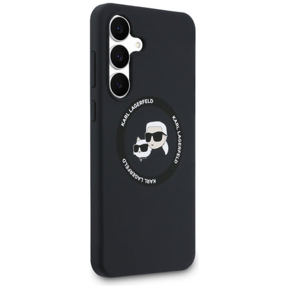 Custodia MagSafe per Samsung Galaxy S25 FE, Karl Lagerfeld, Silicone Karl & Choupette's Heads, Nera