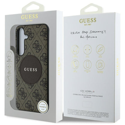 Custodia MagSafe per Samsung Galaxy S25+ S936, Guess, 4G Circle Classic Logo, Marrone