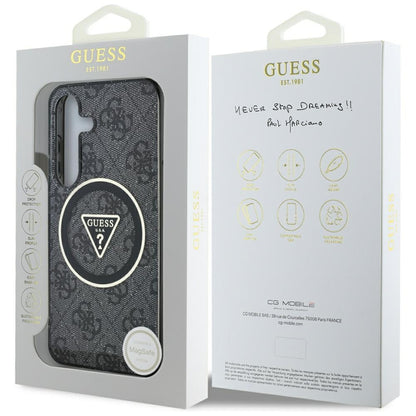Custodia MagSafe per Samsung Galaxy S25+ S936, Guess, IML Glitter 4G Circle Triangle, Nera