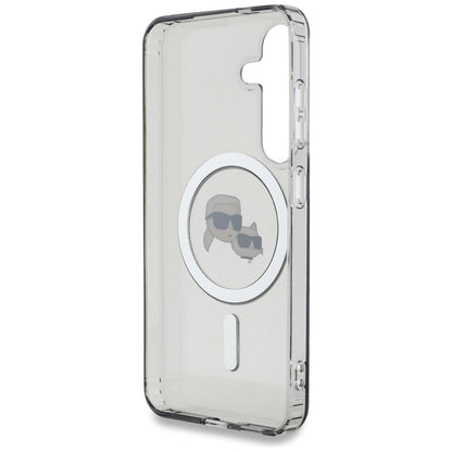 Custodia MagSafe per Samsung Galaxy S25+ S936, Karl Lagerfeld, IML Metal Karl & Choupette's Heads, Nera