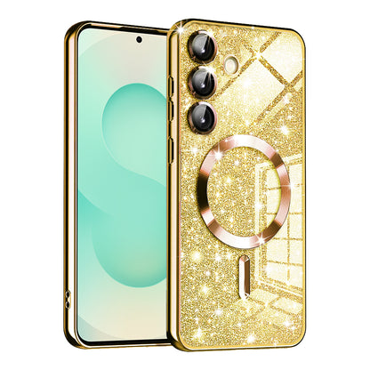 Custodia MagSafe per Samsung Galaxy S25+ S936, Techsuit, Luxury Glitter, Dorata