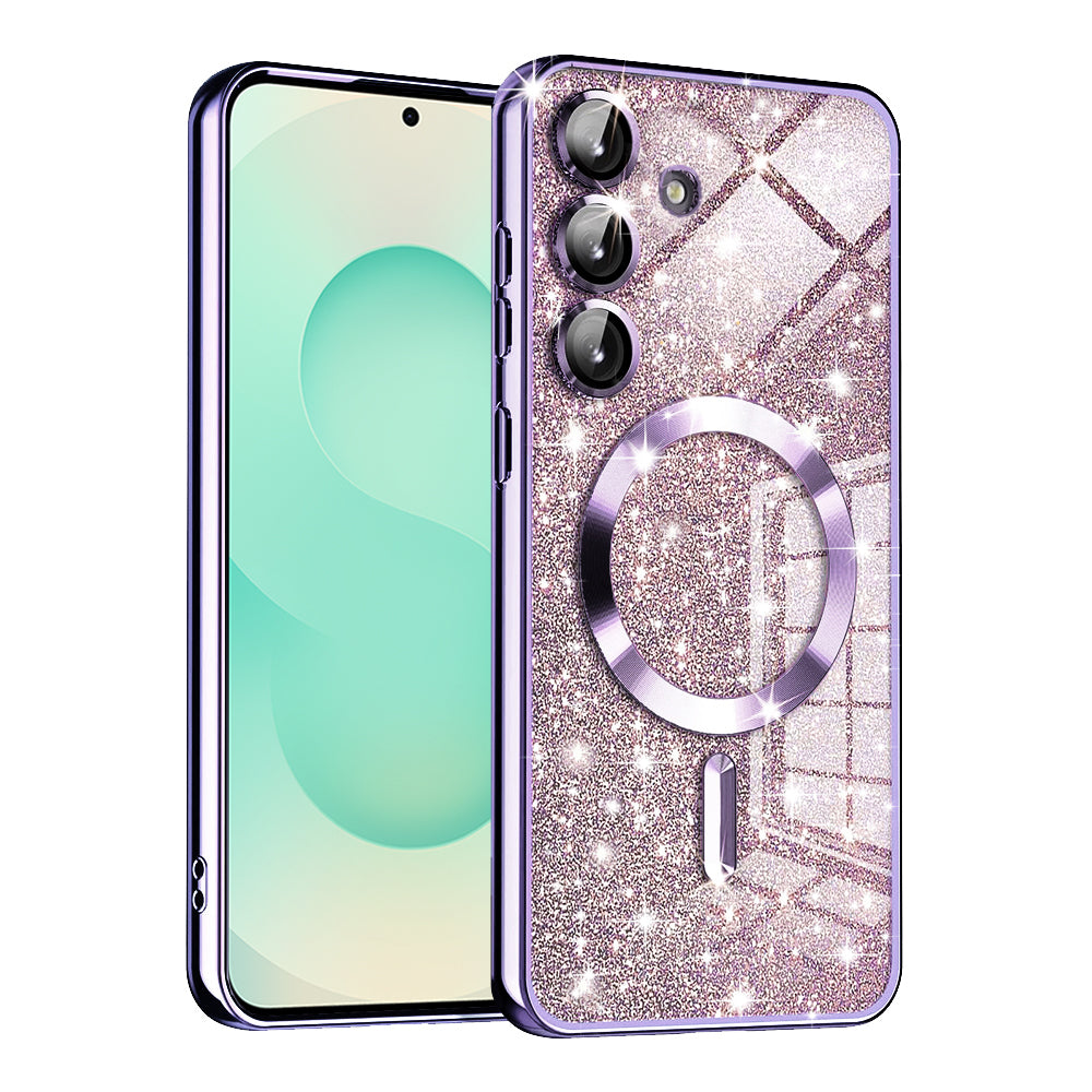 Custodia MagSafe per Samsung Galaxy S25+ S936, Techsuit, Luxury Glitter, Viola Chiaro