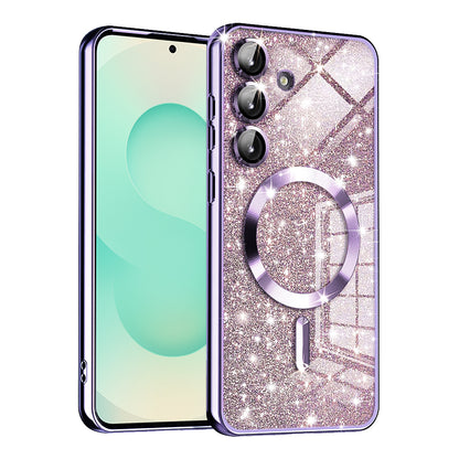 Custodia MagSafe per Samsung Galaxy S25+ S936, Techsuit, Luxury Glitter, Viola Chiaro