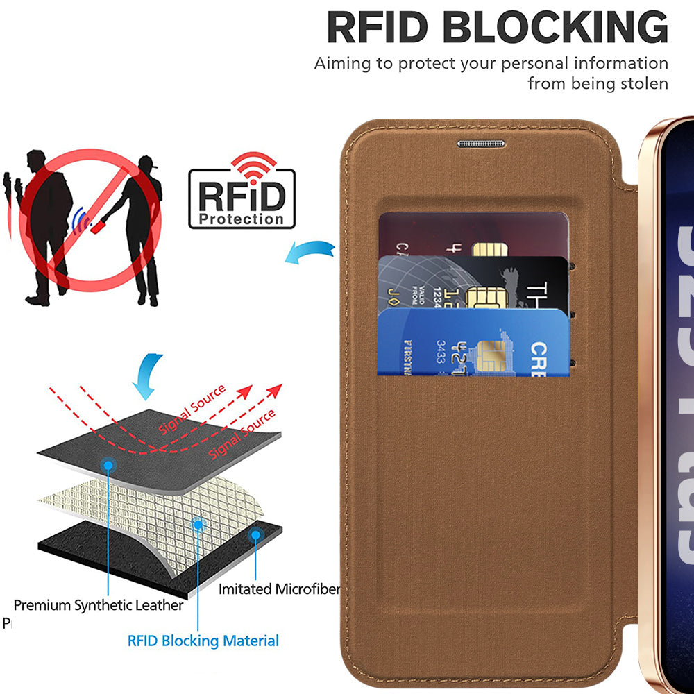 Custodia MagSafe per Samsung Galaxy S25+ S936, Techsuit, SmartMag Book, Marrone